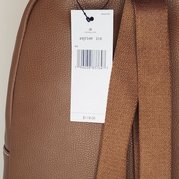 Tommy Hilfiger Whitney II Medium Dome Backpack Pebbled PVC Heritage Brown NWT - Picture 3 of 8